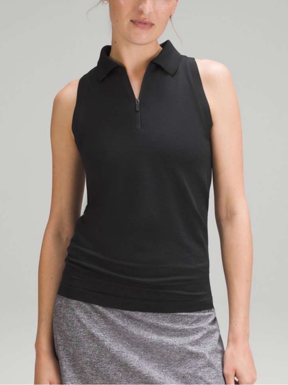 Lululemon Swiftly Tech Sleeveless Half-Zip Polo Shirt - Black - Size 12/14